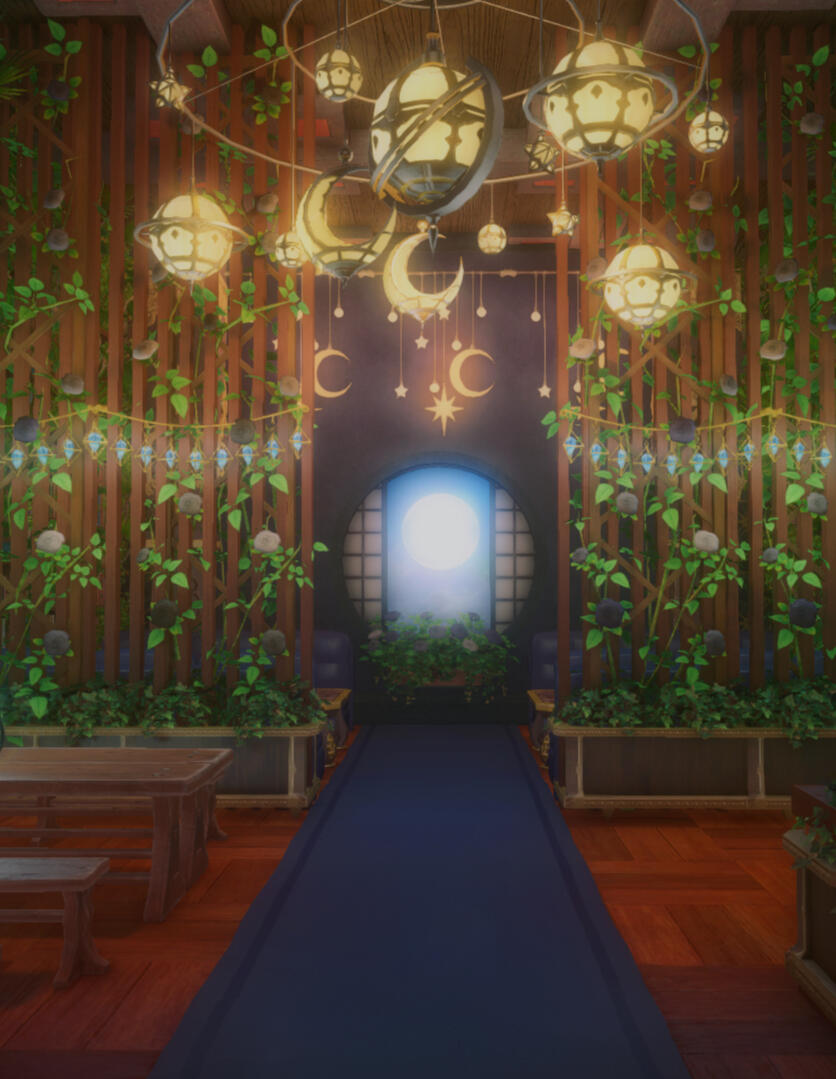 a whimsical cozy cafe with soft glowing lights full of stars and green plants everywhere